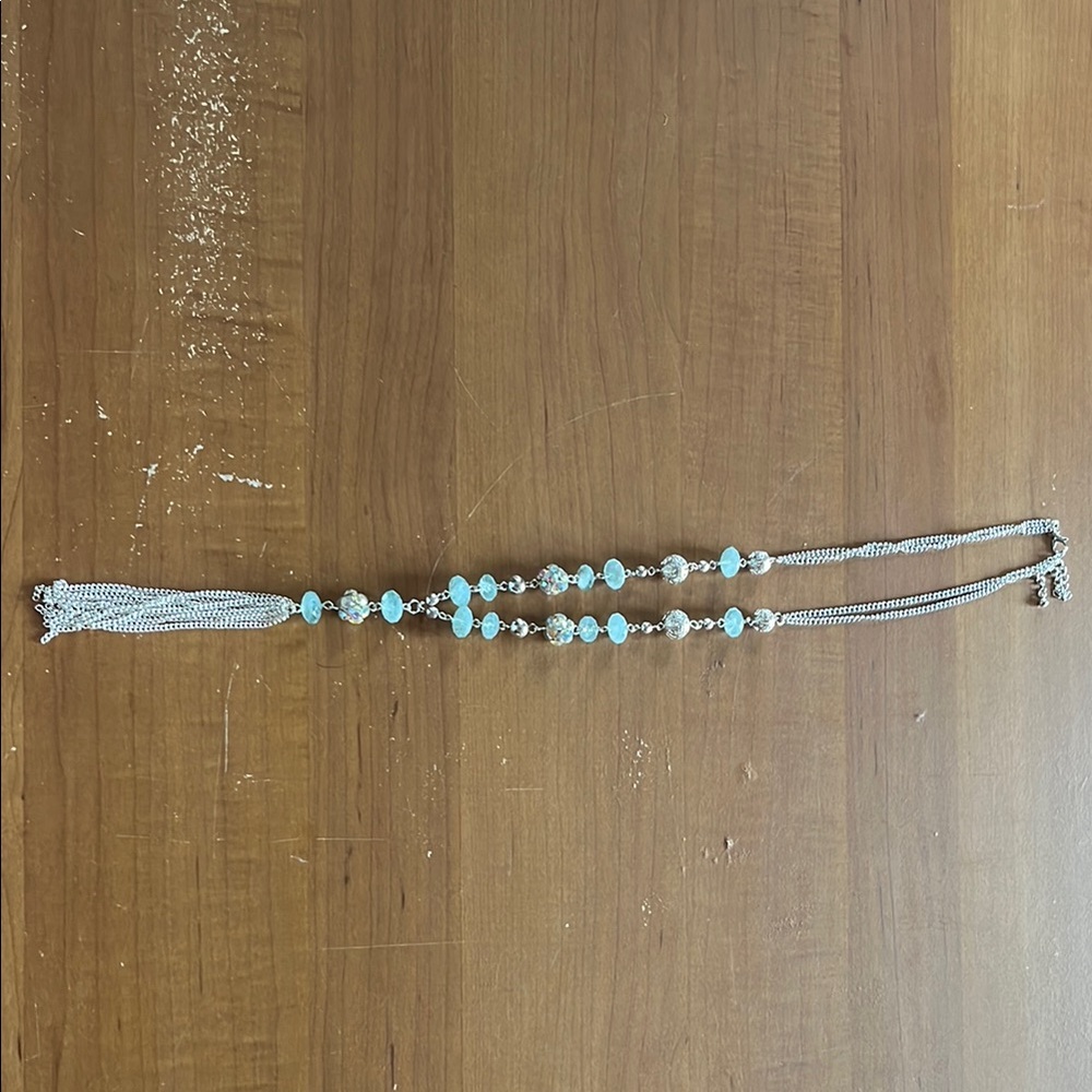 Charming Blue and Silver Beaded Necklace